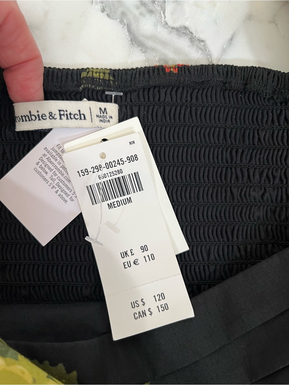 Abercrombie & Fitch Emerson Puff Sleeve Midi Dress Black Fruit Print Medium NWT - Picture 10 of 12